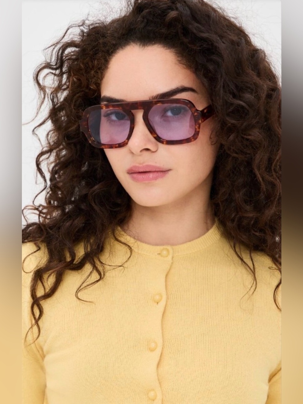Elisa Johnson Jane - Tortoiseshell Frame Sunglasses with Purple Lenses